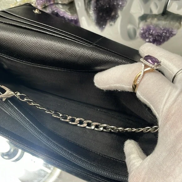 🖤🔥 EUC  PRADA MILANO TESSUTO NYLON BIFOLD WALLET, vintage with chain - Picture 12 of 13